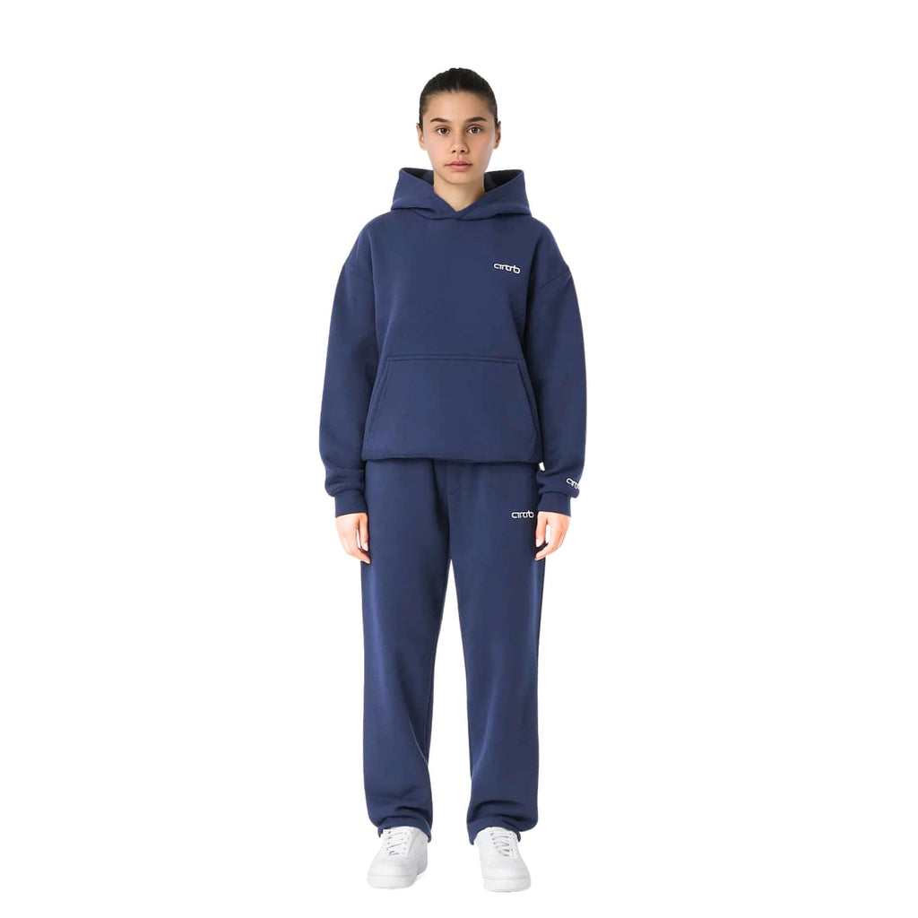 dames oversized hoodie set met joggingbroek in blauw