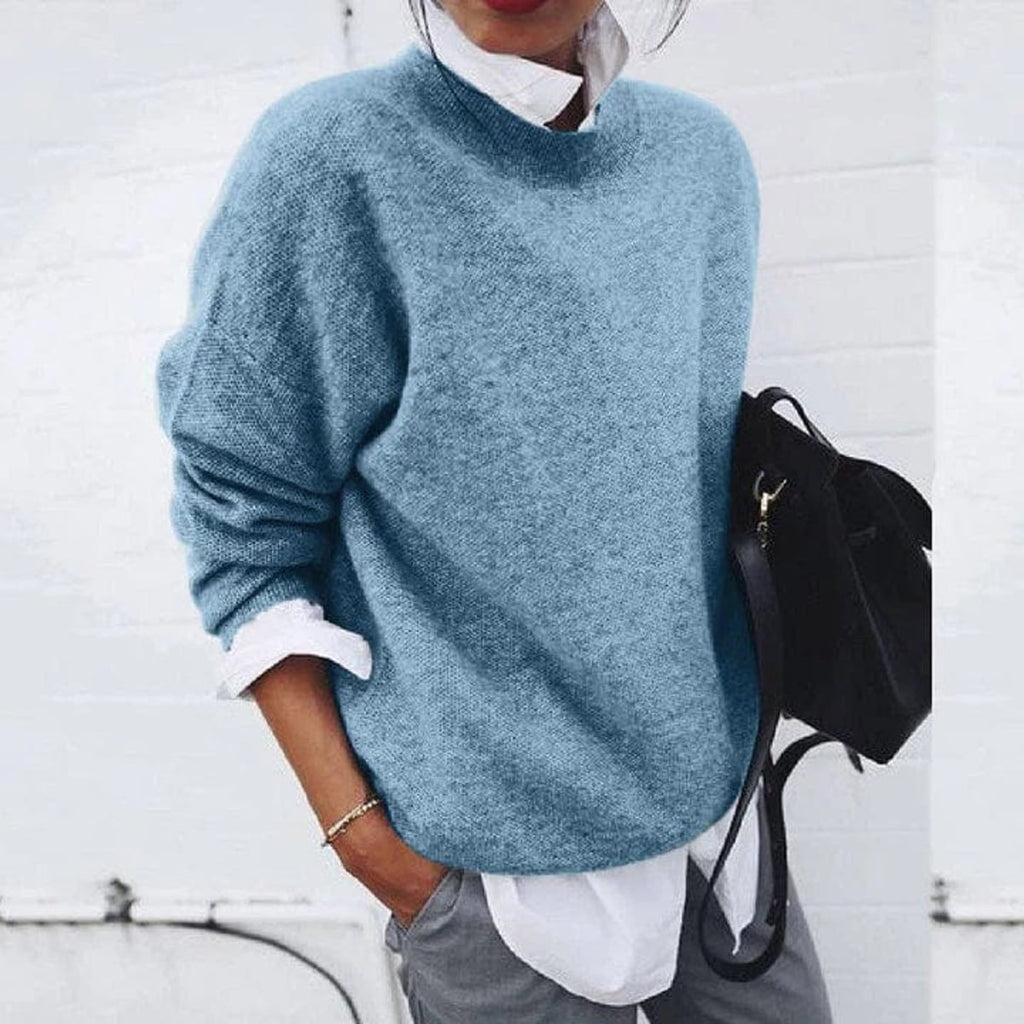 dames oversized katoenen trui met ontspannen pasvorm in blauw