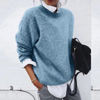 dames oversized katoenen trui met ontspannen pasvorm in blauw