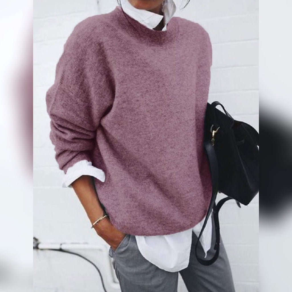 dames oversized katoenen trui met ontspannen pasvorm in roze
