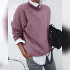 dames oversized katoenen trui met ontspannen pasvorm in roze