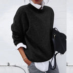 dames oversized katoenen trui met ontspannen pasvorm in zwart