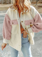 dames oversized shacket met colourblock in roze