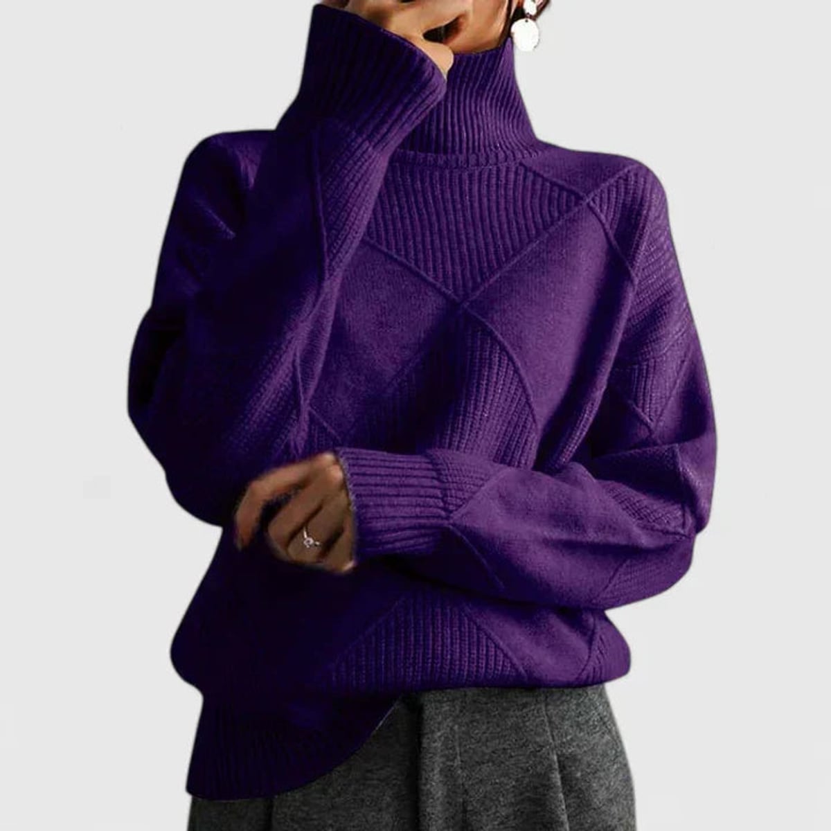dames oversized sweatshirt met staande kraag in donkerlila