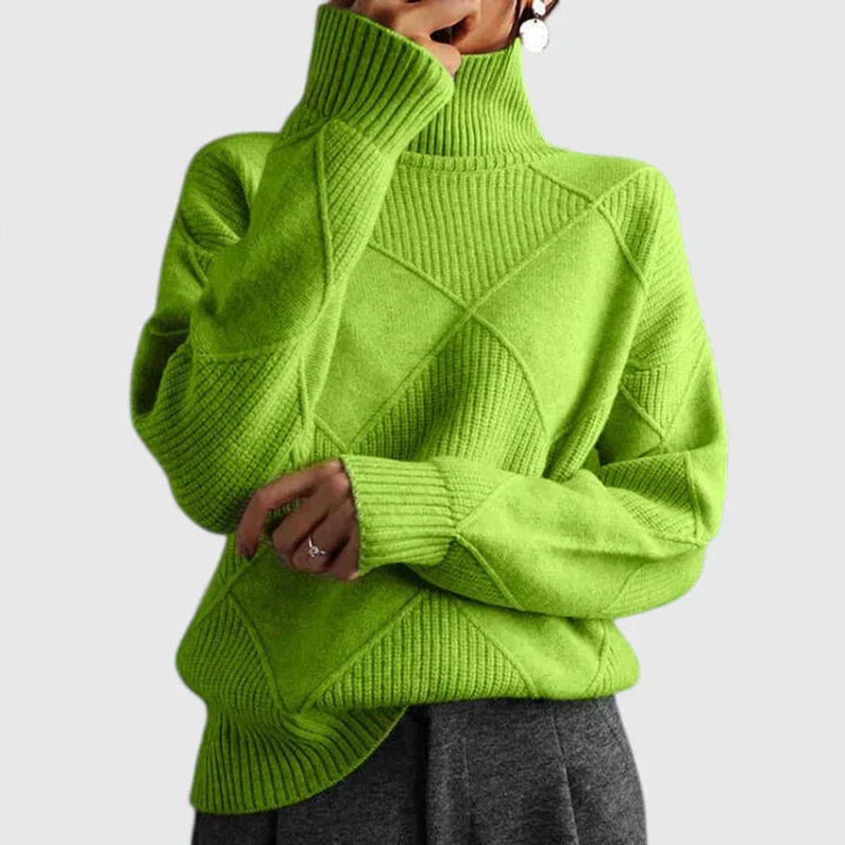 dames oversized sweatshirt met staande kraag in groen