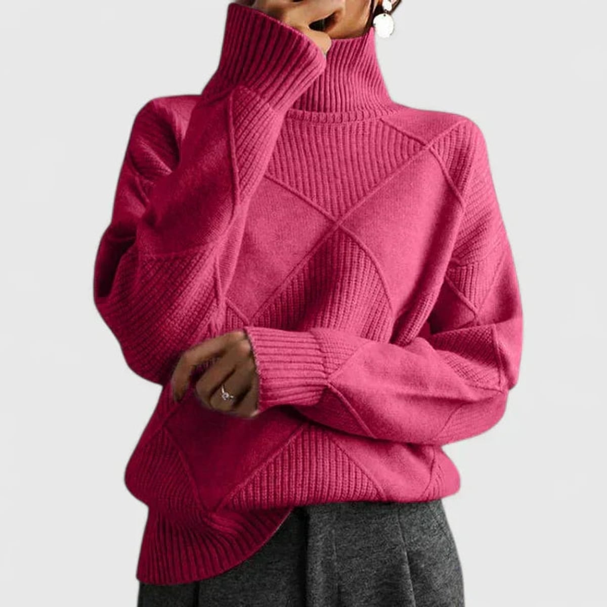 dames oversized sweatshirt met staande kraag in roze