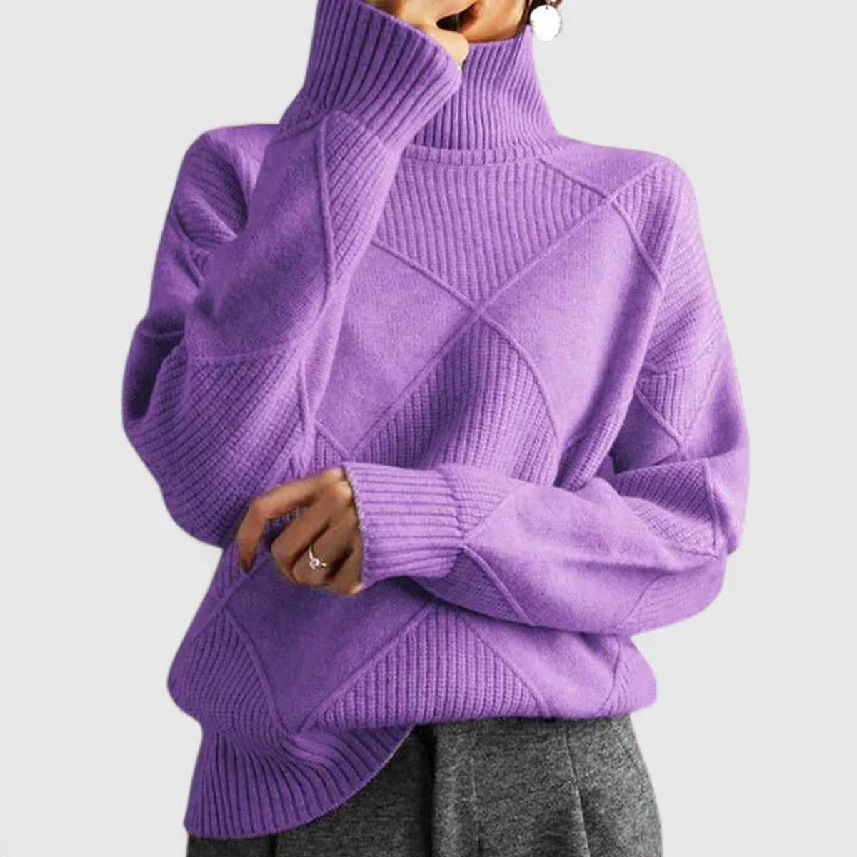 dames oversized sweatshirt met staande kraag in lichtlila