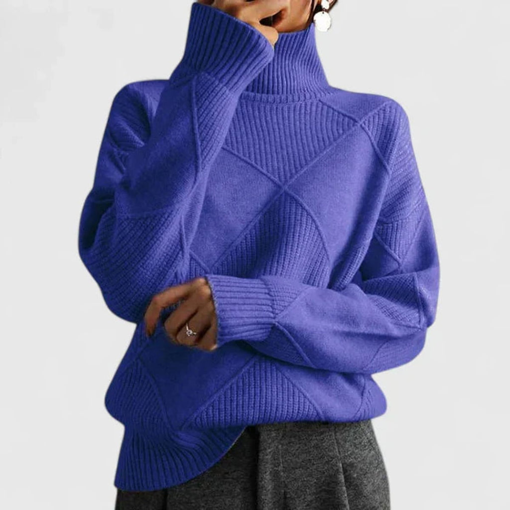 dames oversized sweatshirt met staande kraag in blauw