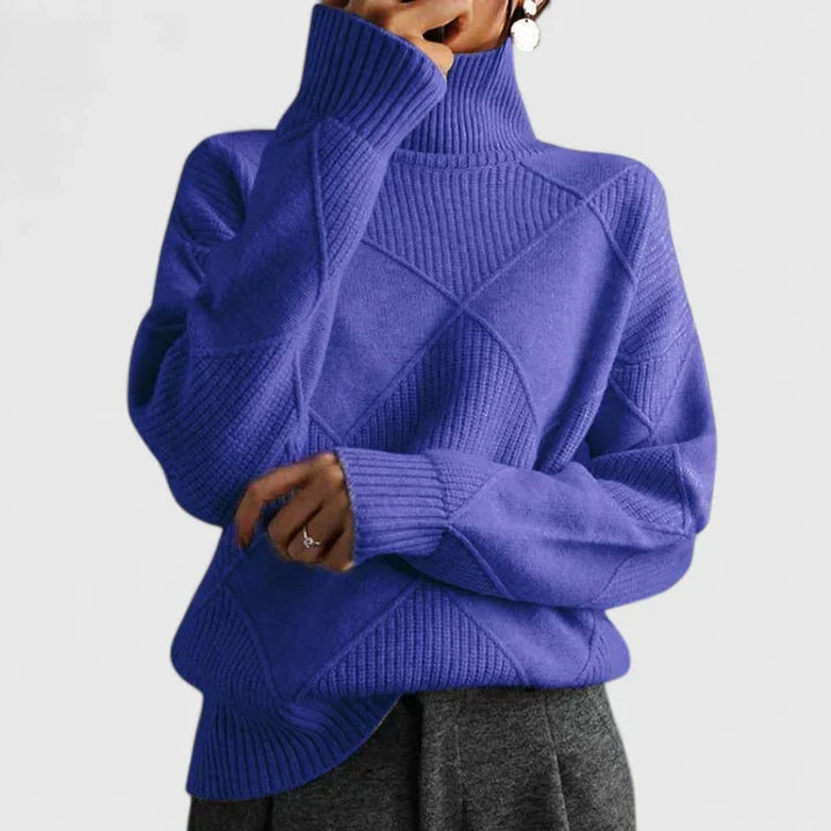 dames oversized sweatshirt met staande kraag in blauw