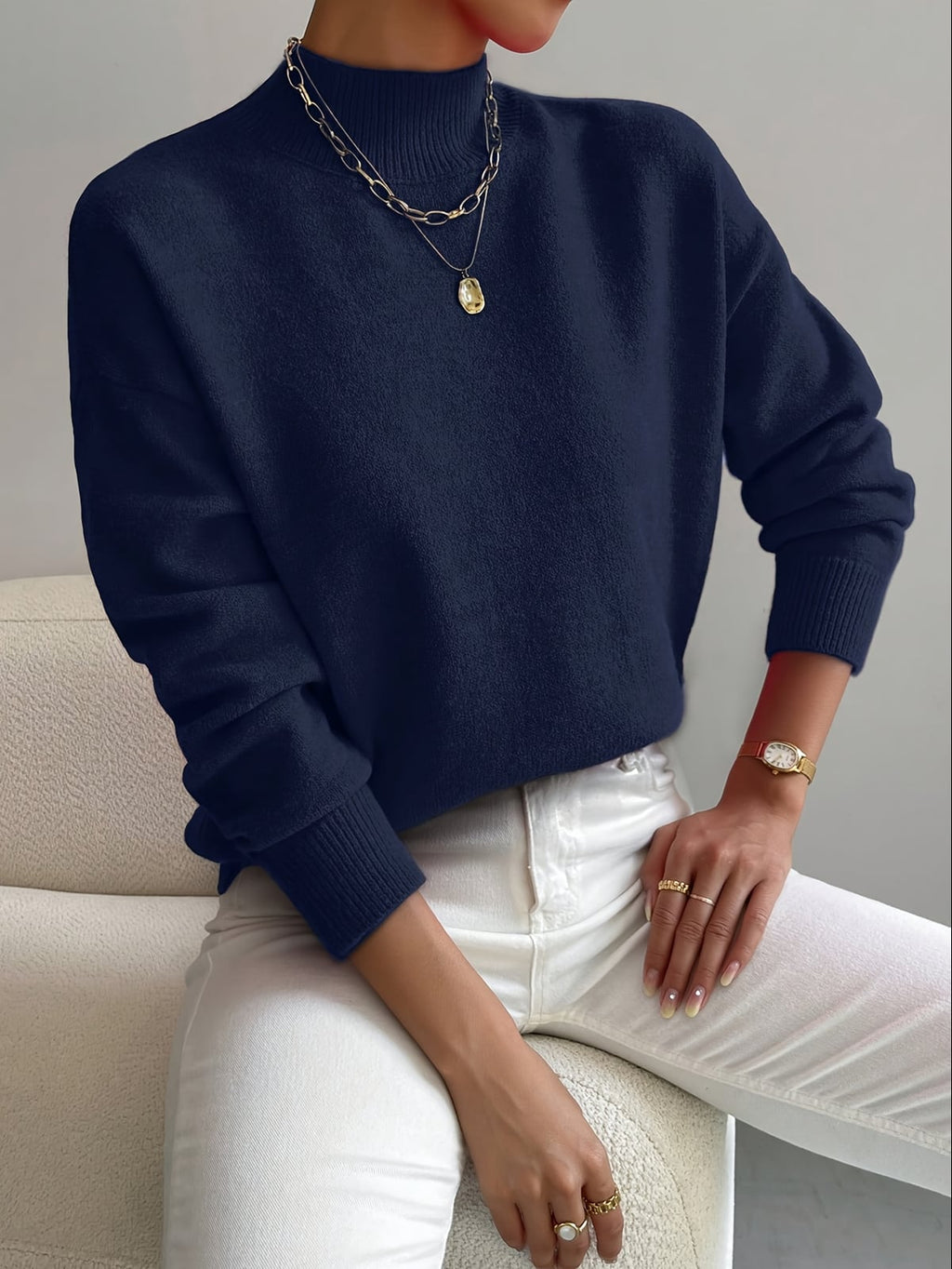 dames oversized trui met opstaande kraag