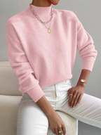 dames oversized trui met opstaande kraag fel roze