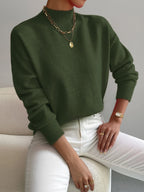 dames oversized trui met opstaande kraag Groen