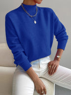 dames oversized trui met opstaande kraag Blauw