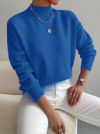 dames oversized trui met opstaande kraag Blauw
