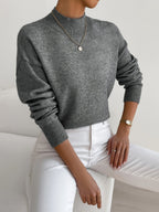 dames oversized trui met opstaande kraag Donkergrijs