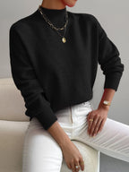 dames oversized trui met opstaande kraag zwart