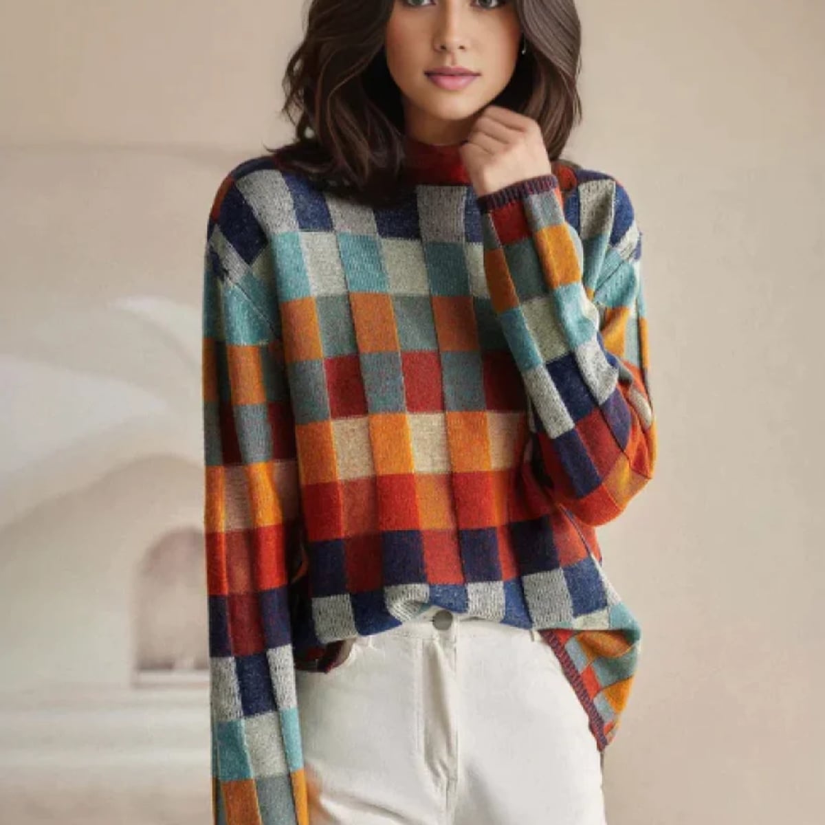dames oversized trui met ronde hals