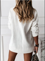 dames oversized trui met v-hals in wit