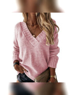dames oversized trui met v-hals in roze