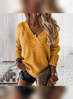 dames oversized trui met v-hals in geel
