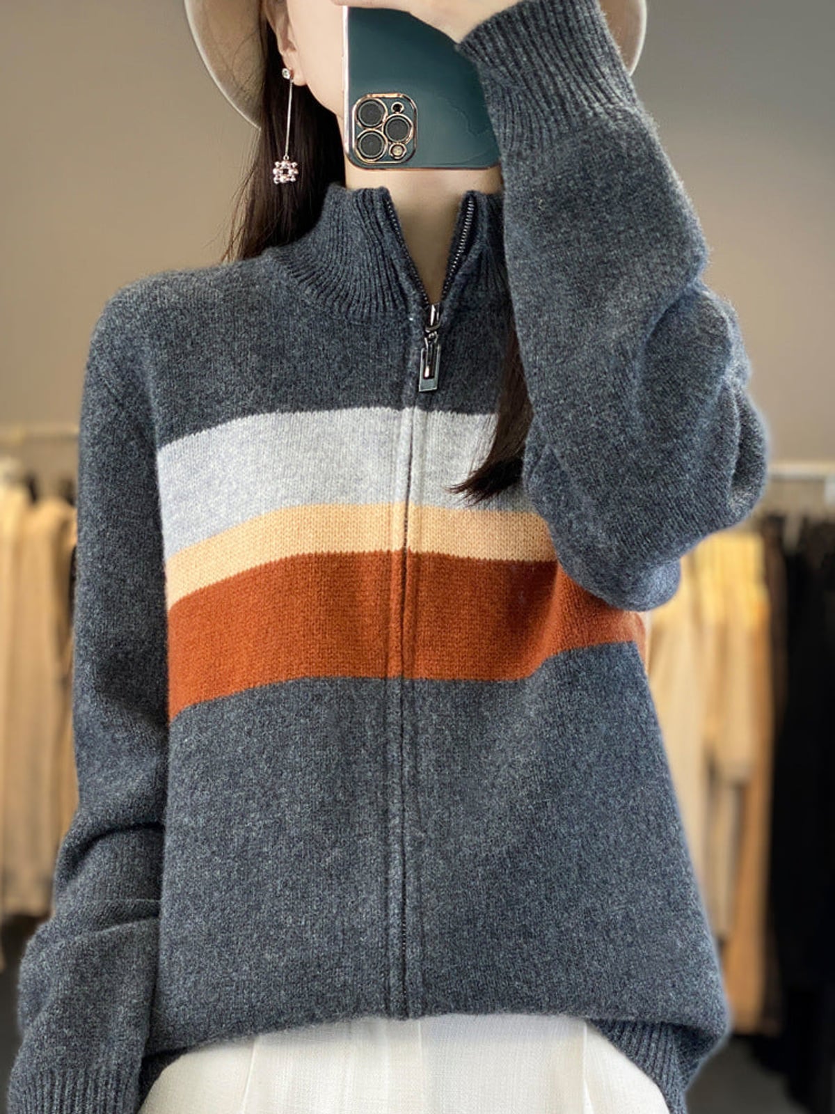 dames oversized vest met ritsluiting