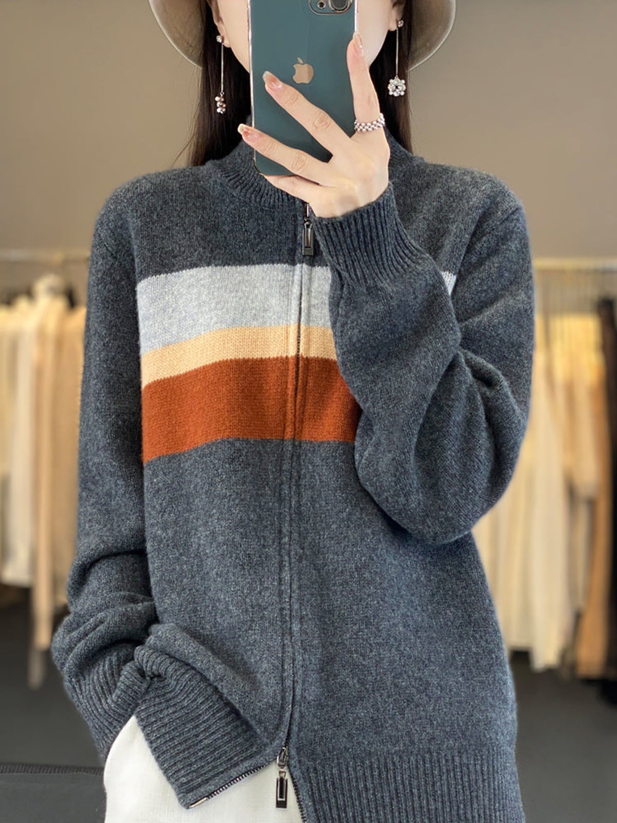 dames oversized vest met ritsluiting