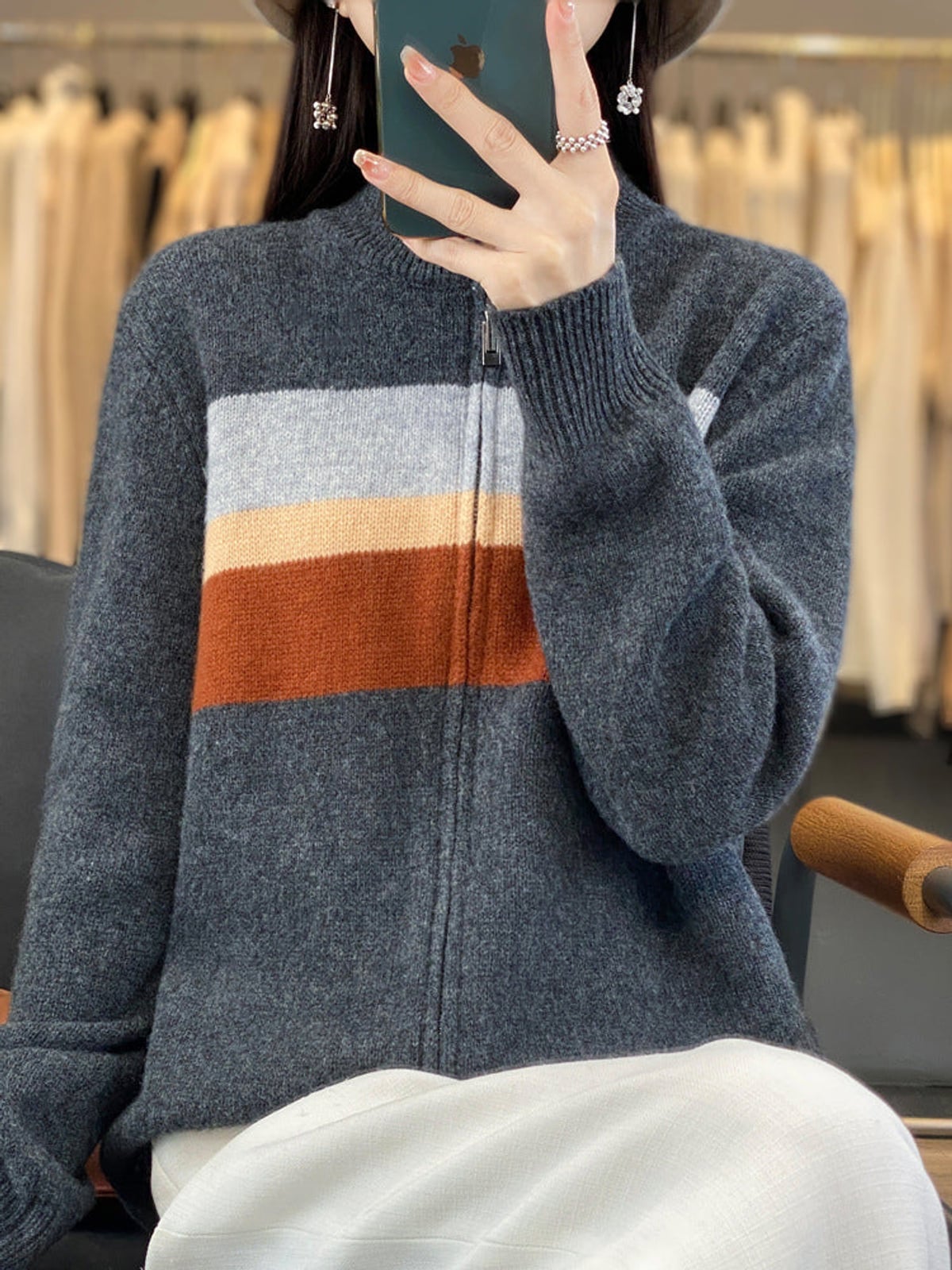 dames oversized vest met ritsluiting