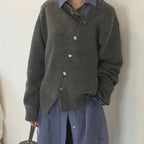 dames oversized vest met ronde hals in grijs