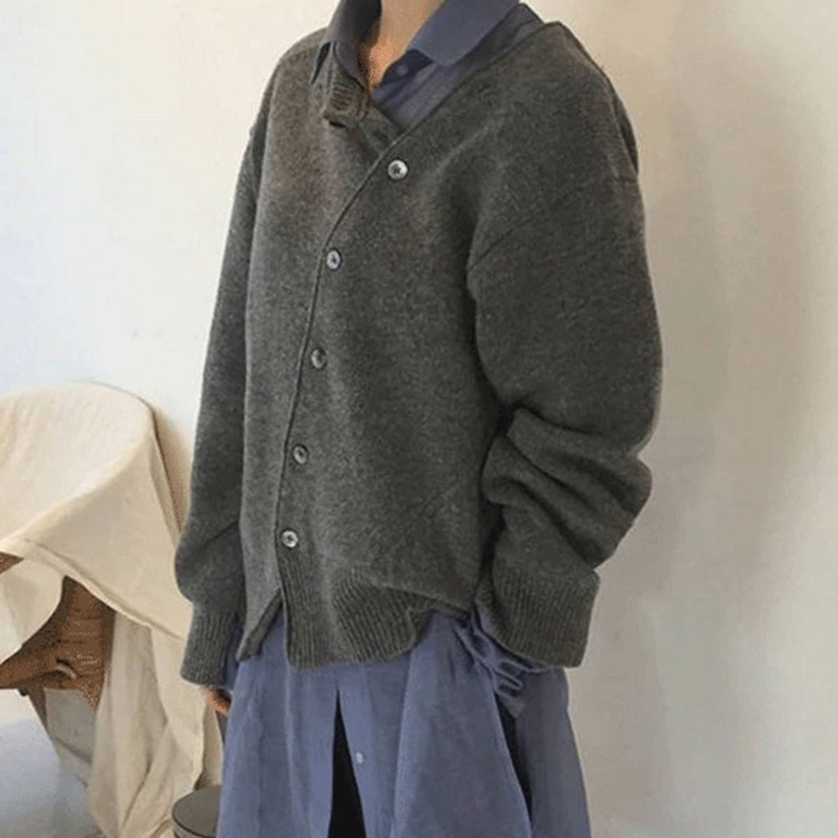 dames oversized vest met ronde hals