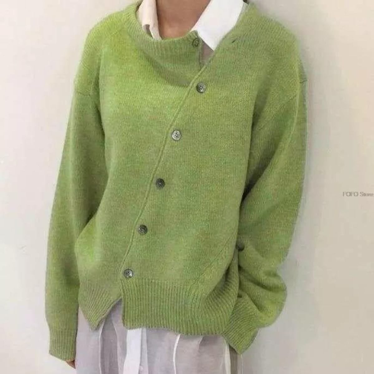 dames oversized vest met ronde hals in groen