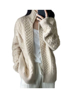 dames oversized vest met staande kraag en rits in ecru
