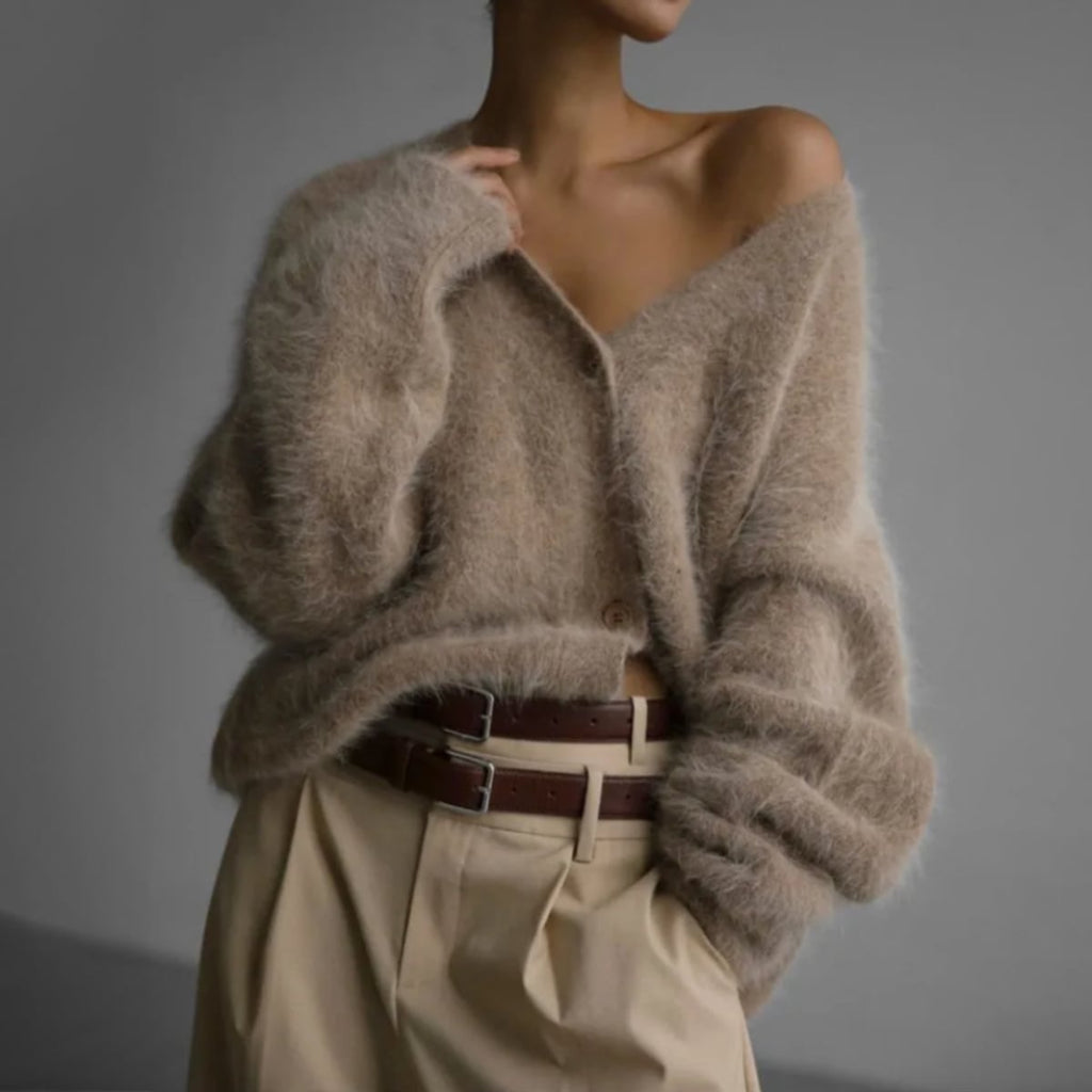 dames oversized vest met v-hals