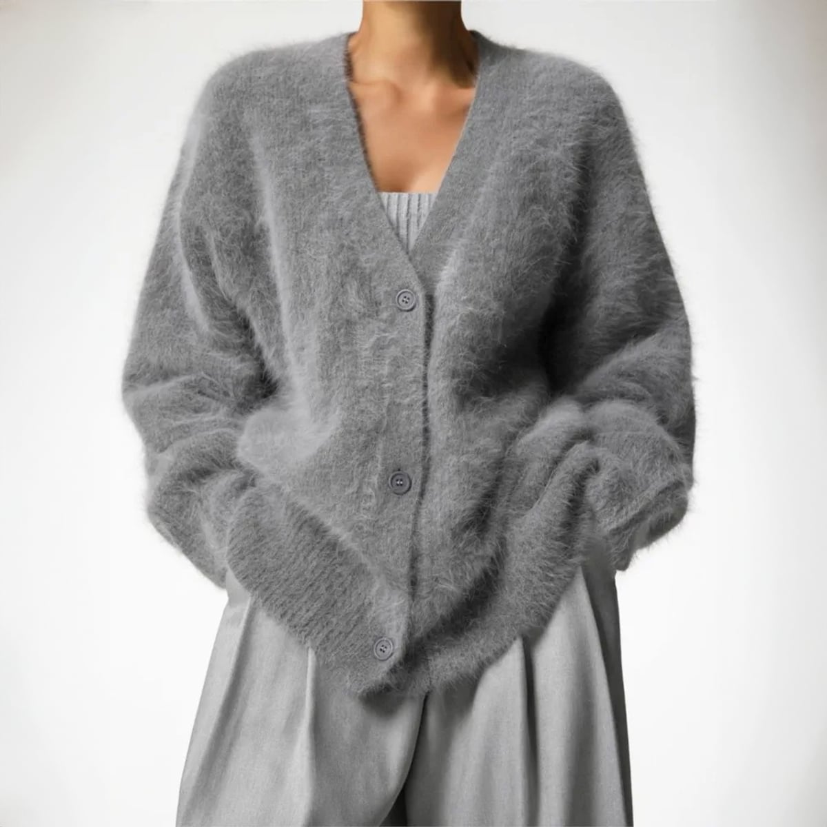 dames oversized vest met v-hals