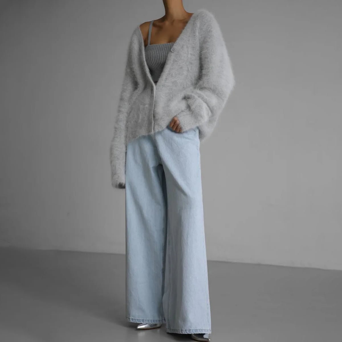dames oversized vest met v-hals