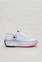 dames platform sneakers met vetersluiting in wit