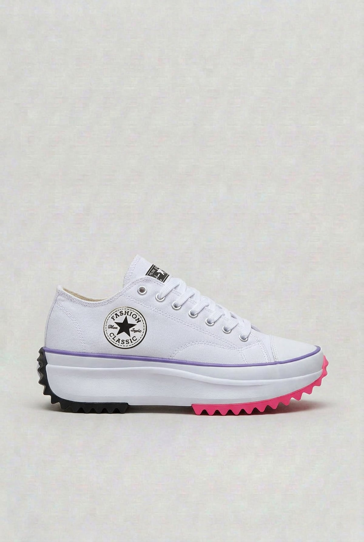 dames platform sneakers met vetersluiting in wit