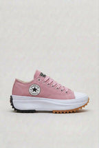 dames platform sneakers met vetersluiting in roze