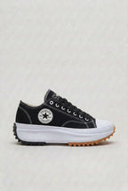 dames platform sneakers met vetersluiting in zwart