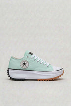 dames platform sneakers met vetersluiting in groen