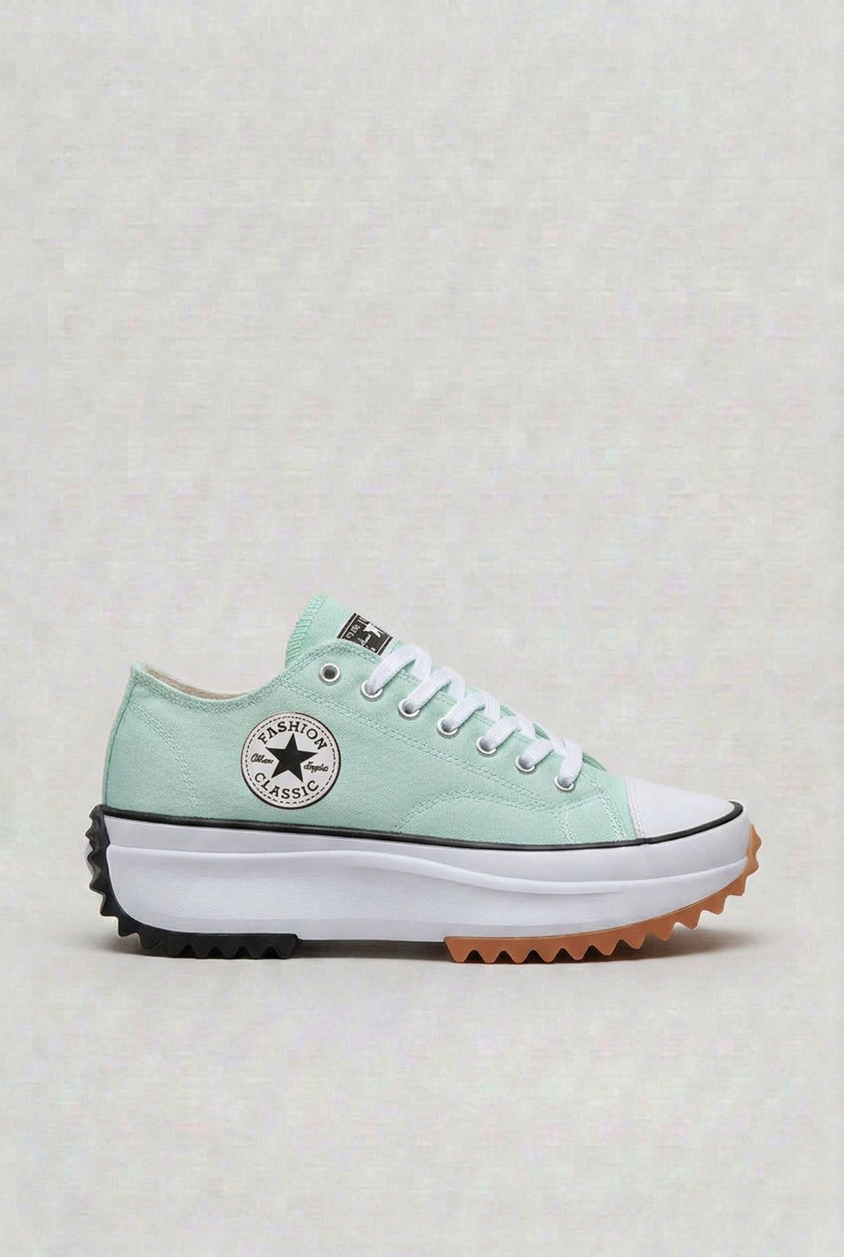 dames platform sneakers met vetersluiting in groen