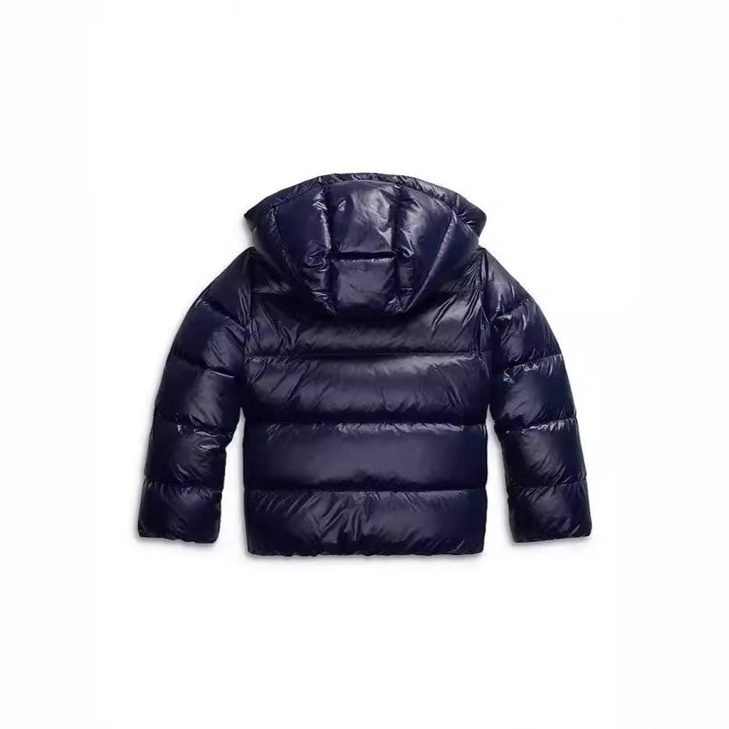 dames pufferjas met capuchon in donkerblauw