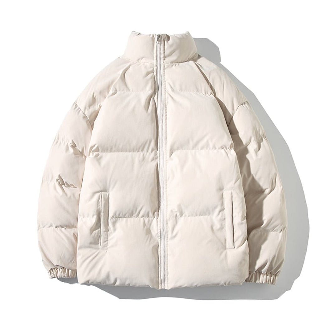 dames pufferjas met staande kraag in beige