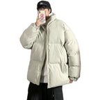 dames pufferjas met staande kraag in beige