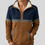 dames quarter zip trui met sherpa kraag in bruin