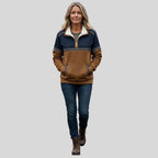 dames quarter zip trui met sherpa kraag