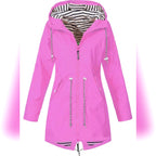 dames regenjas met capuchon in roze