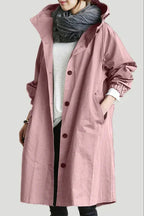 dames regenjas met oversized capuchon roze