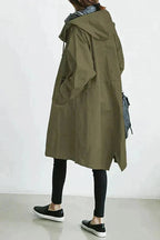 dames regenjas met oversized capuchon olijfgroen