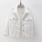 dames relaxed fit spijkerjasje met hemdkraag in wit