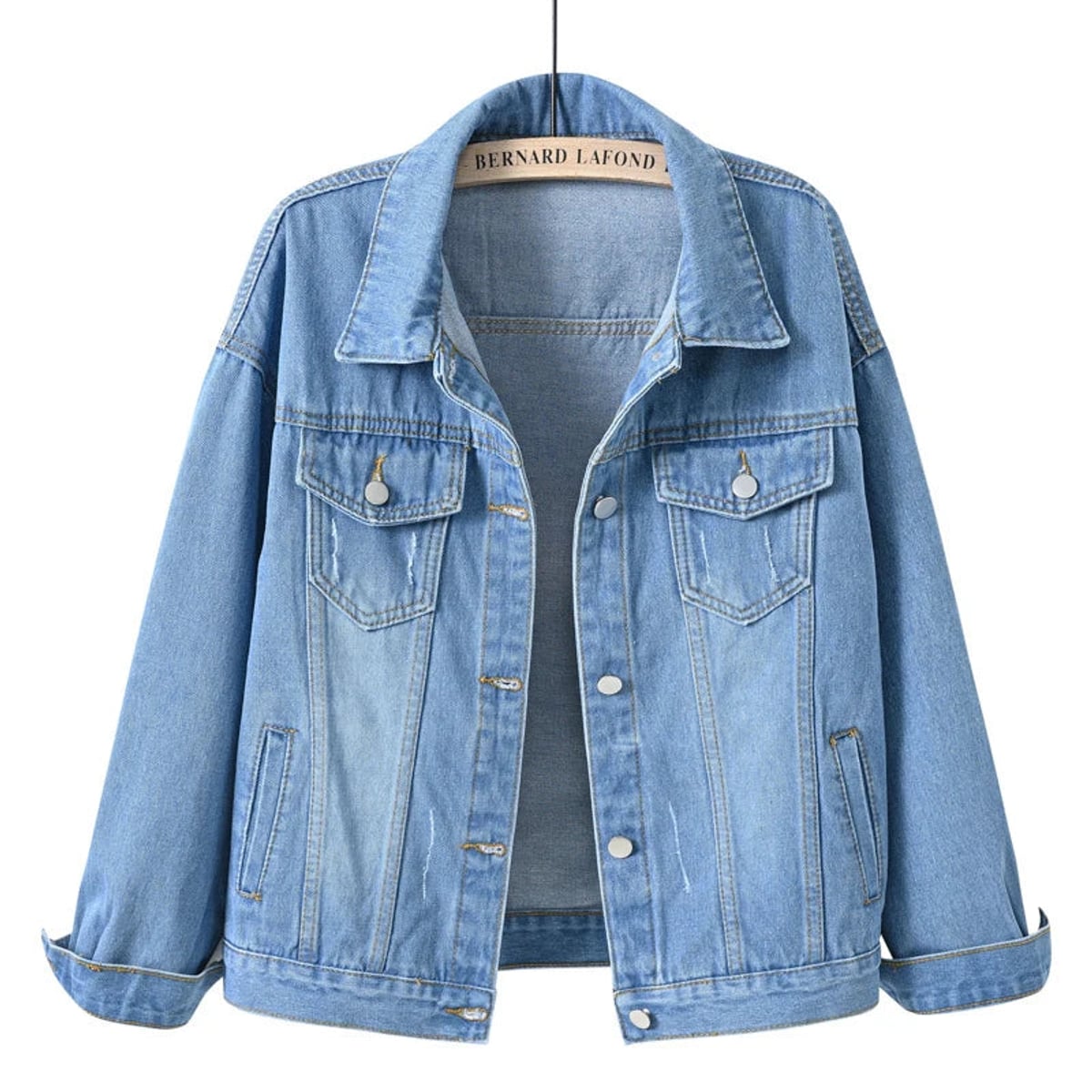 dames relaxed fit spijkerjasje met hemdkraag in blauw